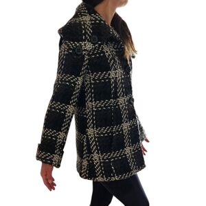 1 Madison Small Chic Black White And Brown Plaid Coat